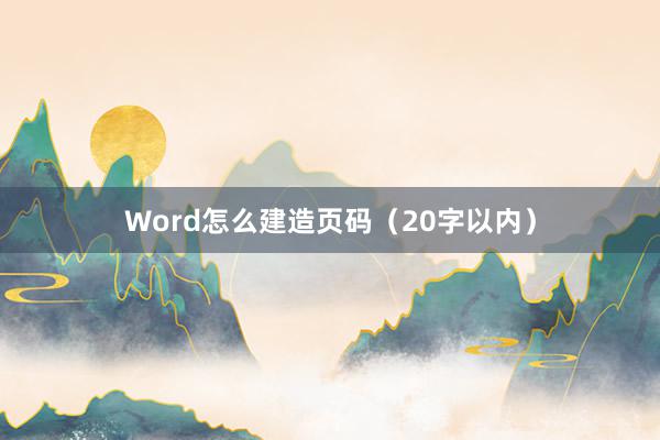 Word怎么建造页码（20字以内）